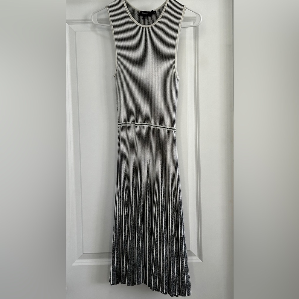 Tahari Black and White Ribbed Midi Dress